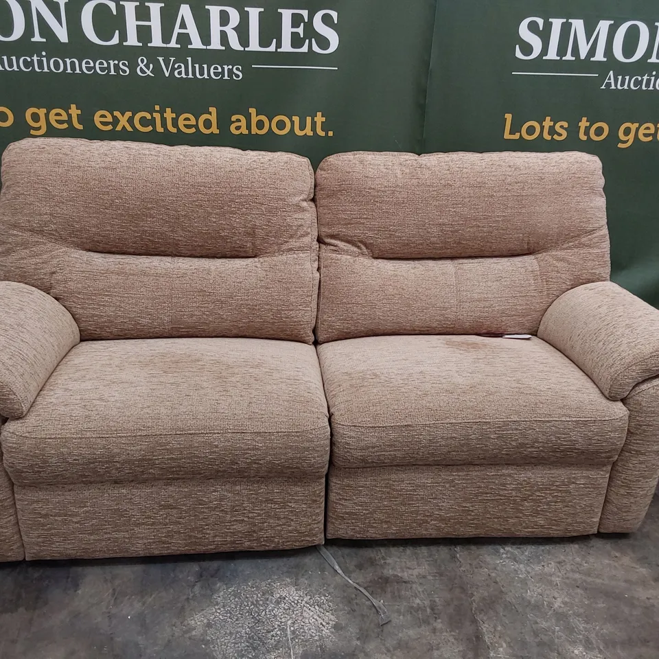 QUALITY BRITISH DESIGNER G PLAN SEATTLE MANUAL RECLINING THREE SEATER SOFA BOUCLE COCOA FABRIC 
