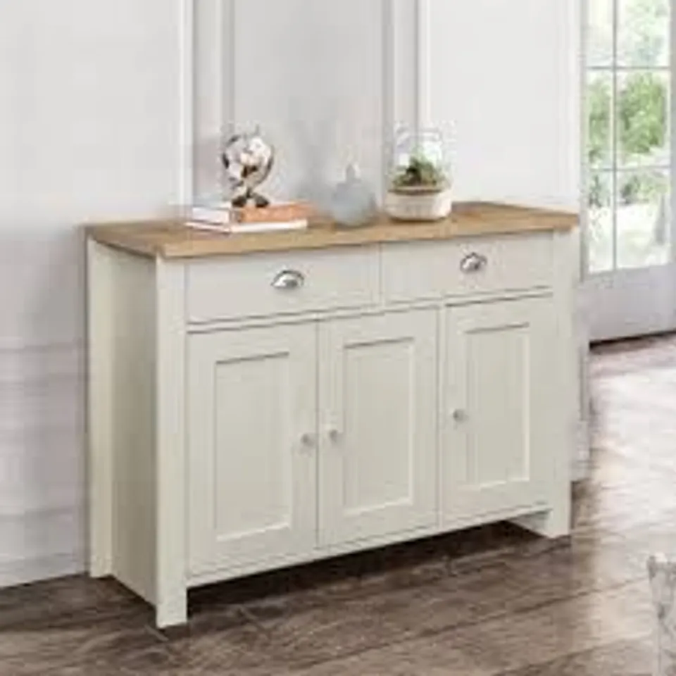 BOXED HIGHGATE 3 DOOR 2 DRAWER SIDEBOARD IN CREAM (2 BOXES)