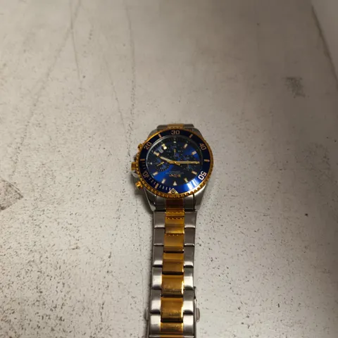 BIDEN TWO-TONE STAINLESS STEEL CHRONOGRAPH WRISTWATCH WITH BLUE DIAL AND CASE