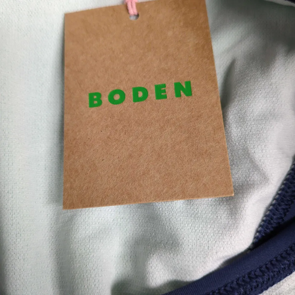 BODEN WOMEN'S SWIMSUIT BOTTOMS  – GREEN WITH NAVY TRIM AND PINK PIPING