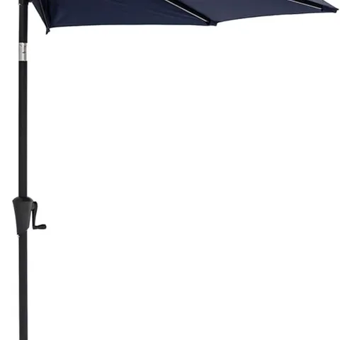 BOXED C-HOPETREE 2.75M HALF GARDEN PARASOL WALL MARKET UMBRELLA FOR OUTDOOR PATIO WITH CRANK AND TILT - BLUE