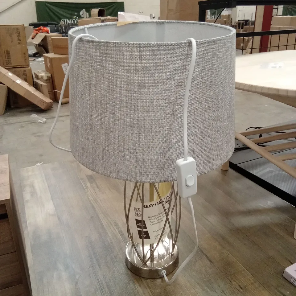 ALEXARAE 50cm GLASS & METAL TABLE LAMP WITH LINEN SHADE