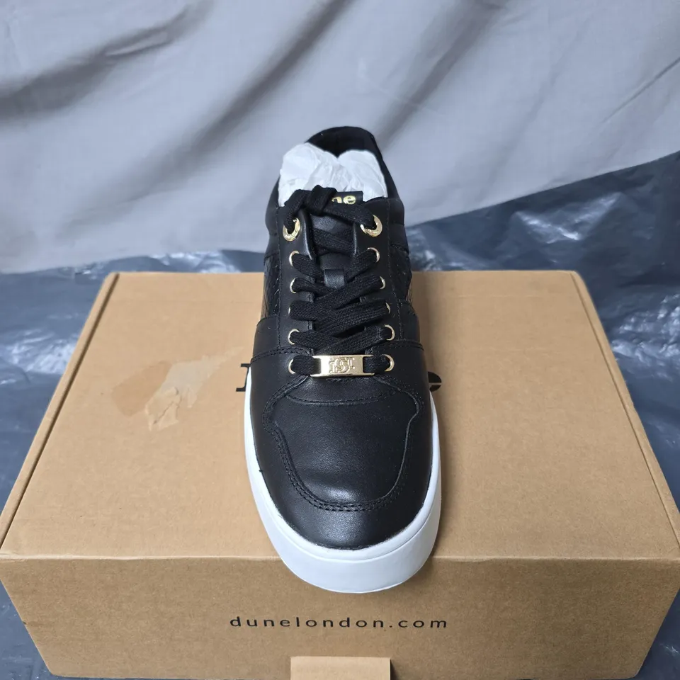 DUNE LONDON BLACK LEATHER TRAINERS – MEN'S, BOXED SIZE 8