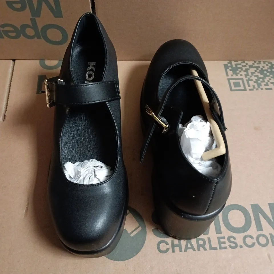 BOXED KOI BLACK MARY JANE SHOES WITH BUCKLE STRAP WITH CHUNKY PLATFORM HEEL - 5