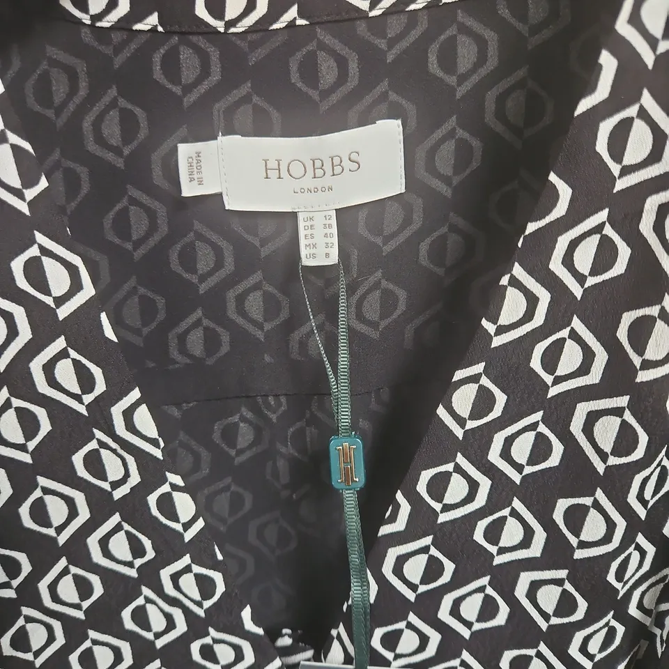 HOBBS LONDON WOMEN'S DRESS – GEOMETRIC PRINT BLACK AND WHITE UK 12