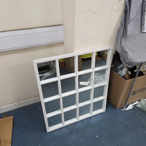 White Wooden Window Pane Mirror – 16-Pane Grid (WENJ8)
