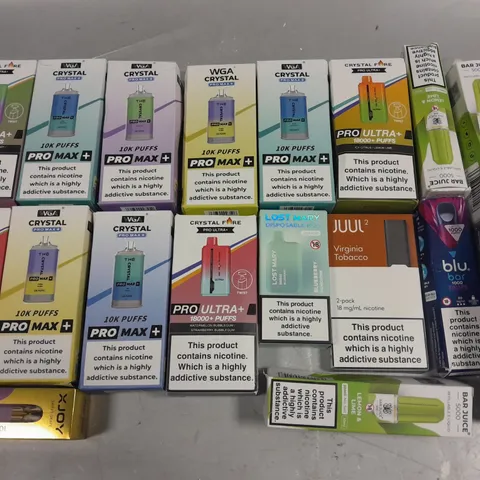 LOT OF APPROXIMATELY 30 ASSORTED E-CIGS TO INCLUDE WGA CRYSTAL PRO MAX+