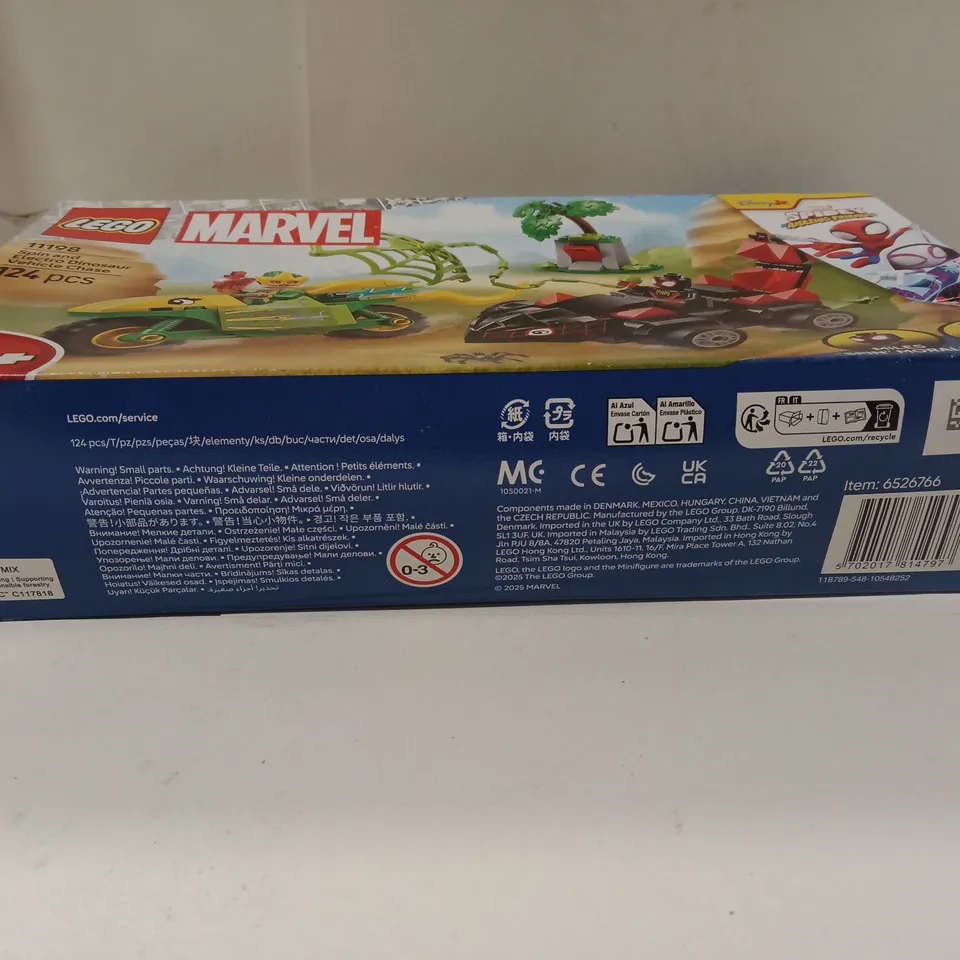 LEGO MARVEL SPIN & ELECTRO DINOSAUR VEHICLE CHASE (11198) – 124 PIECES, BOXED