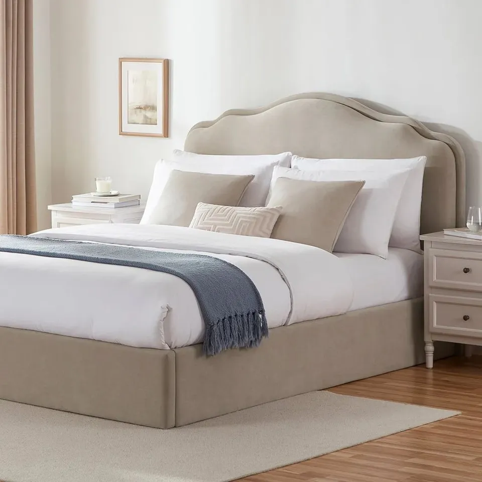 BOXED WILTSHIRE OTTOMAN STORAGE BED - STONE // SIZE: 5FT KING (2 BOXES)