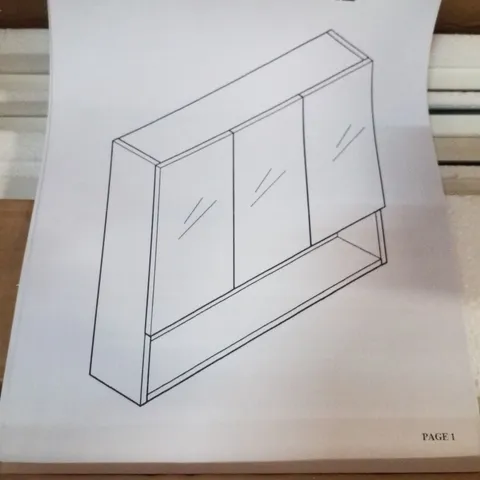 BOXED 3 DOORS WALL MOUNTED BATHROOM MIRROR CABINET 