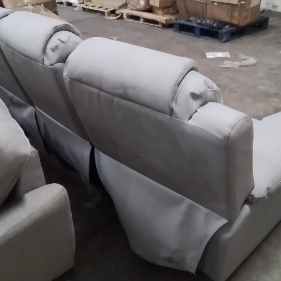 DESIGNER GREY FABRIC 3-SEATER SOFA WITH RECLINING FEATURES