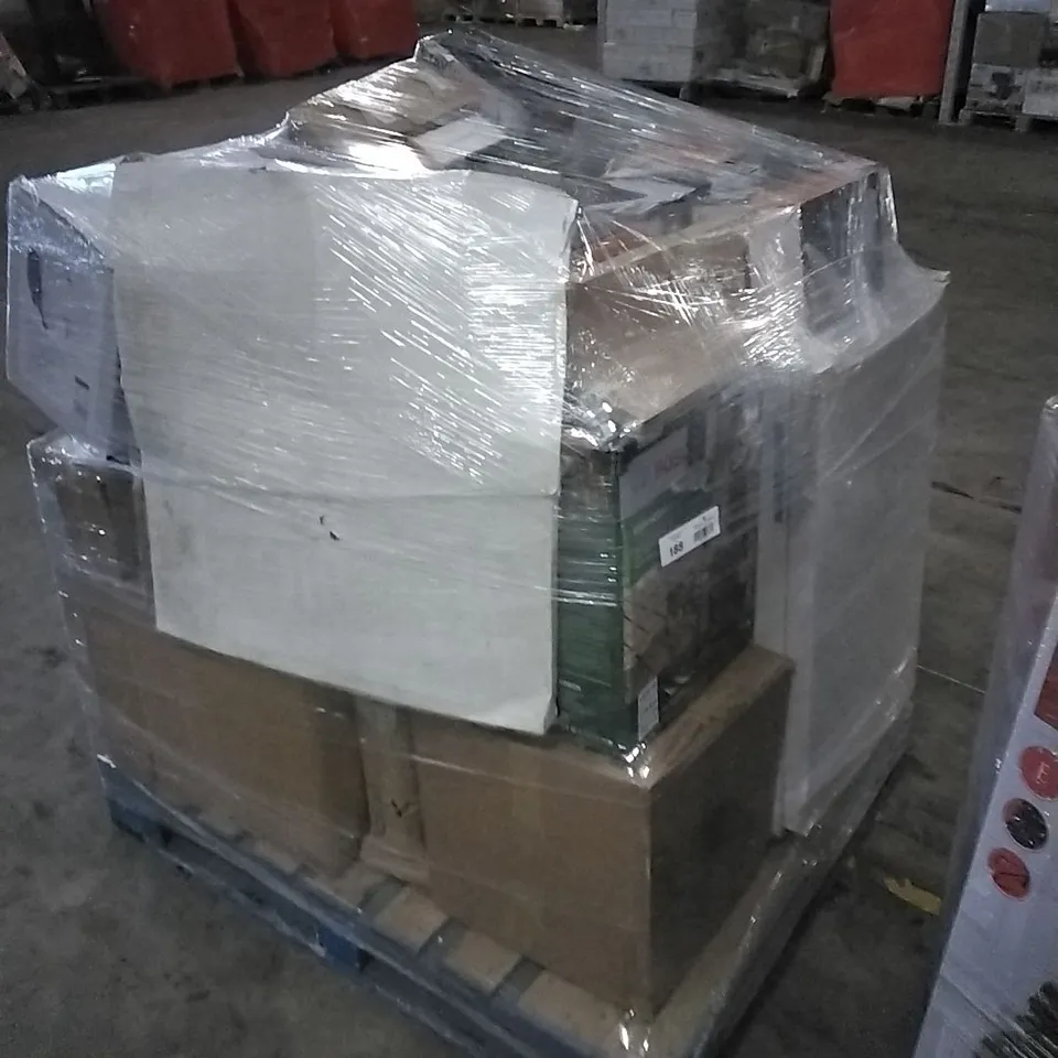 PALLET OF AMAZON MIXED RETURNS INCLUDING FAN HEATERS, STAINLESS STEEL CABINETS, BOSCH PRESSURE WASHER 