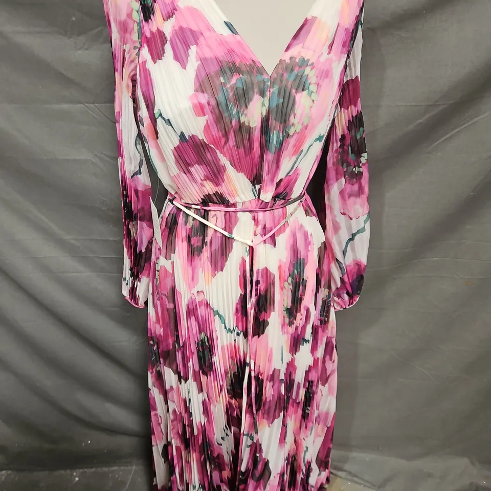 PHASE EIGHT PETITE NATALIA DRESS IN PINK MULTI SIZE 14