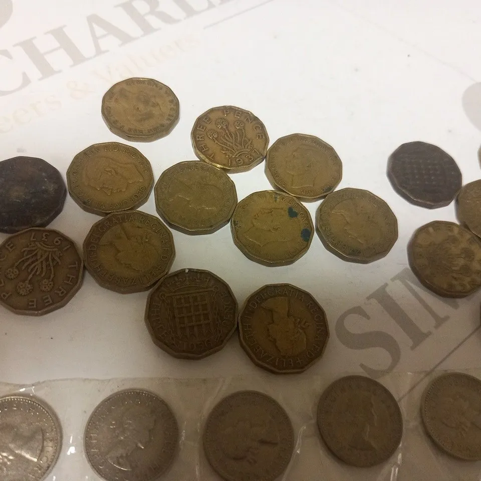 LARGE COLLECTION OF ASSORTED THREE PENCE PIECES TO INCLUDE; COLLECTION OF GEORGE VI THREE PENCES, COLLECTION OF UK THREE PENCES AND 3 X THREE PENCE STRIPS IN DATE ORDER from 1953-1967