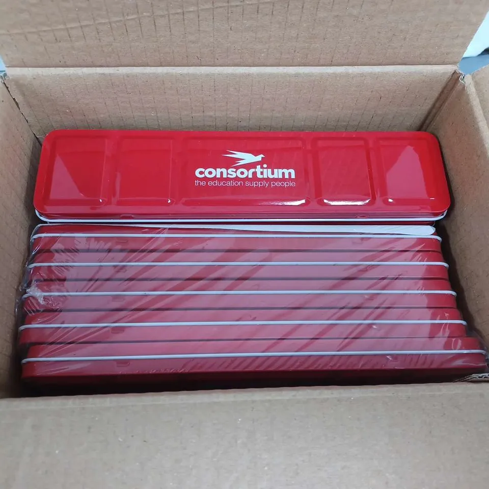BOXED LOT OF APPROXIMATELY 20 CONSORTIUM WATER COLOUR PAINTS