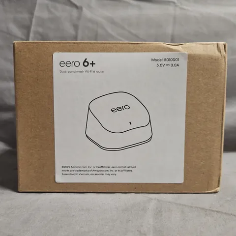 BOXED EERO 6+ DUAL-BAND MESH WI-FI 6 ROUTER (MODEL R010001)