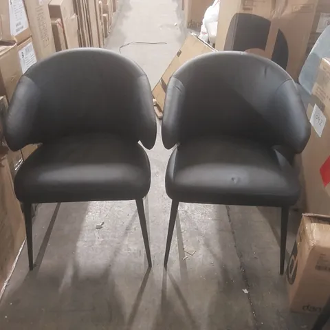 SET OF 2 DANETTI LANDON BLACK LEATHER DINING CHAIR