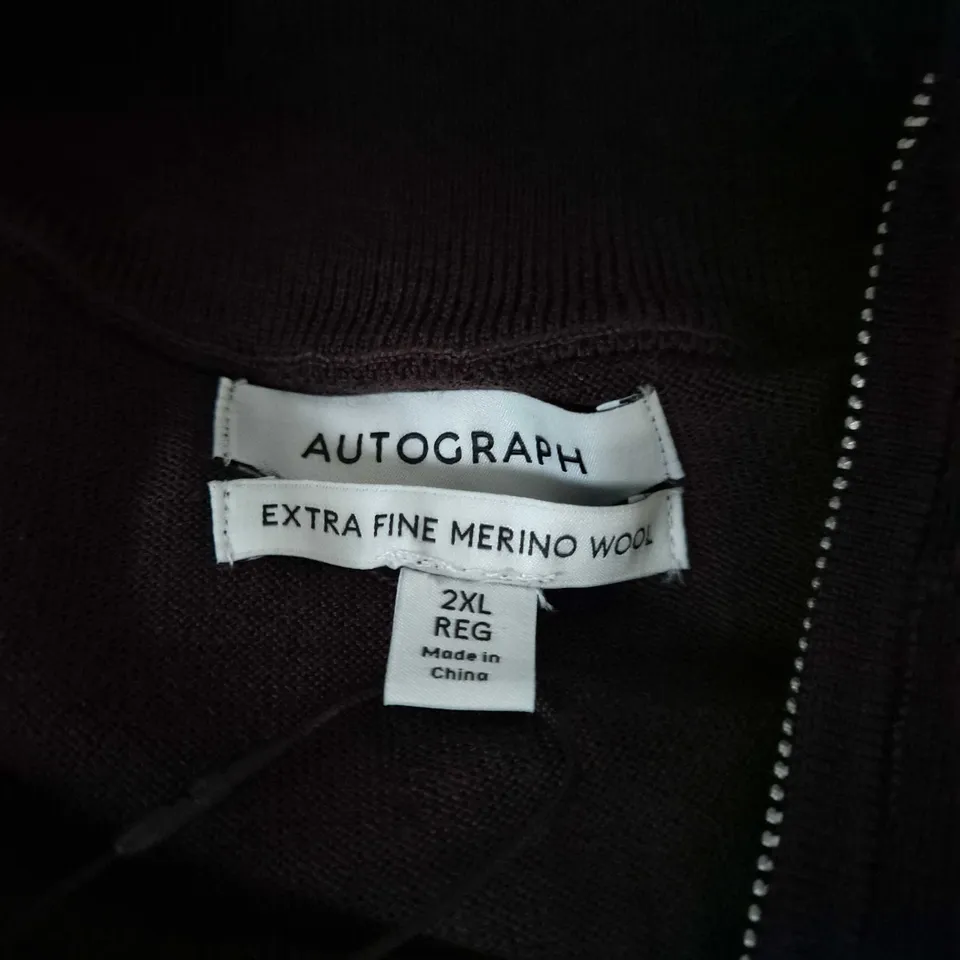 AUTOGRAPH EXTRA FINE MERINO WOOL JUMPER – MEN'S, UK 2XL, DARK BURGUNDY