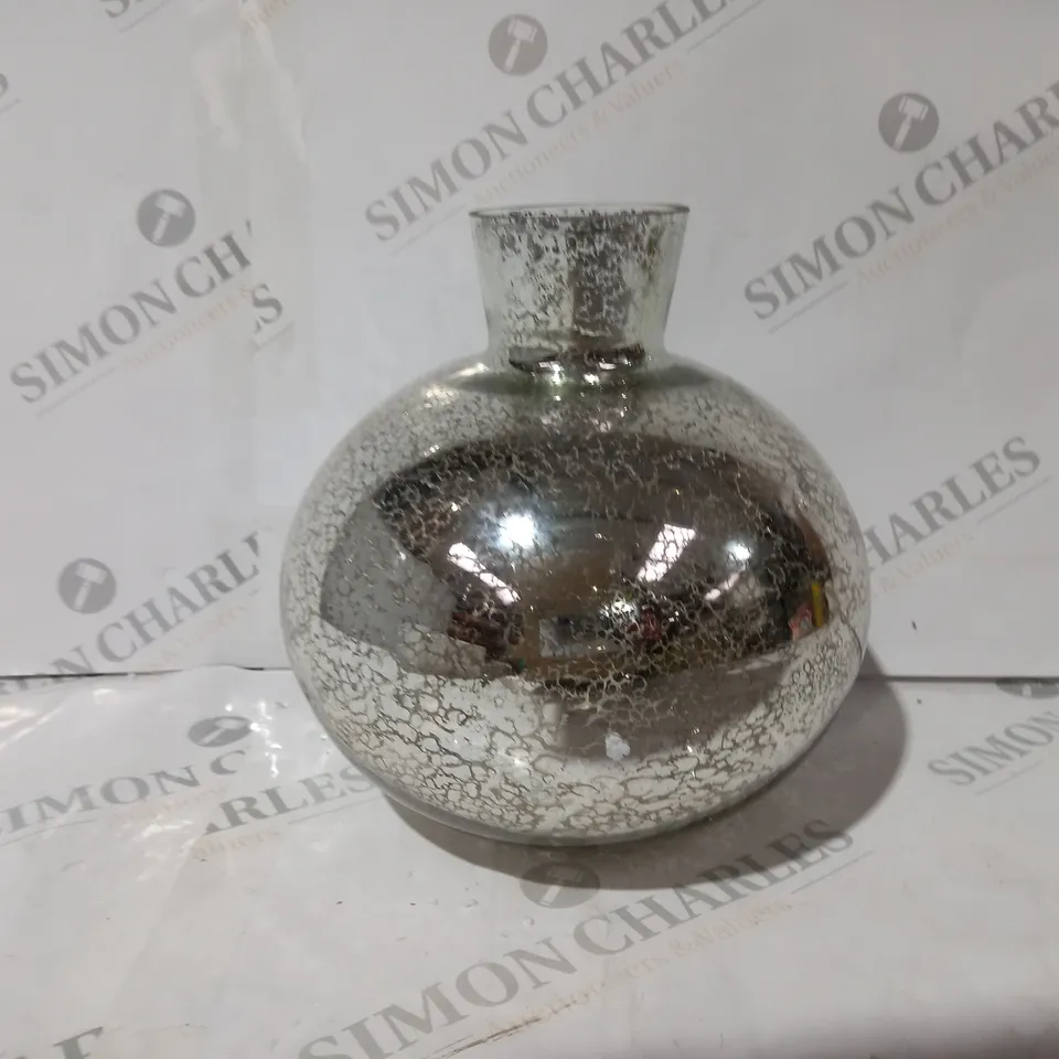 BOXED ALISON CORK PRELIT MERCURY GLASS VASE - SILVER