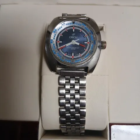 ORION VINTAGE WRISTWATCH WITH BLUE DIAL & STAINLESS STEEL BRACELET