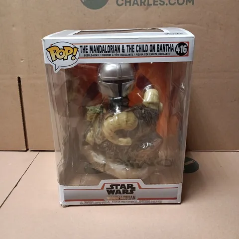 BOXED POP STAR WARS THE MANDALORIAN & THE CHILD ON BANTHA - 416