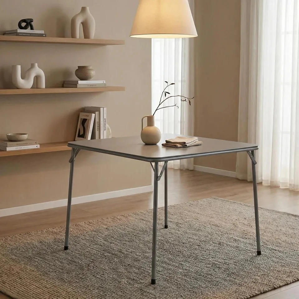 BOXED FERN 86 MODERN PVC DINING TABLE, 34" SQUARE, GREY