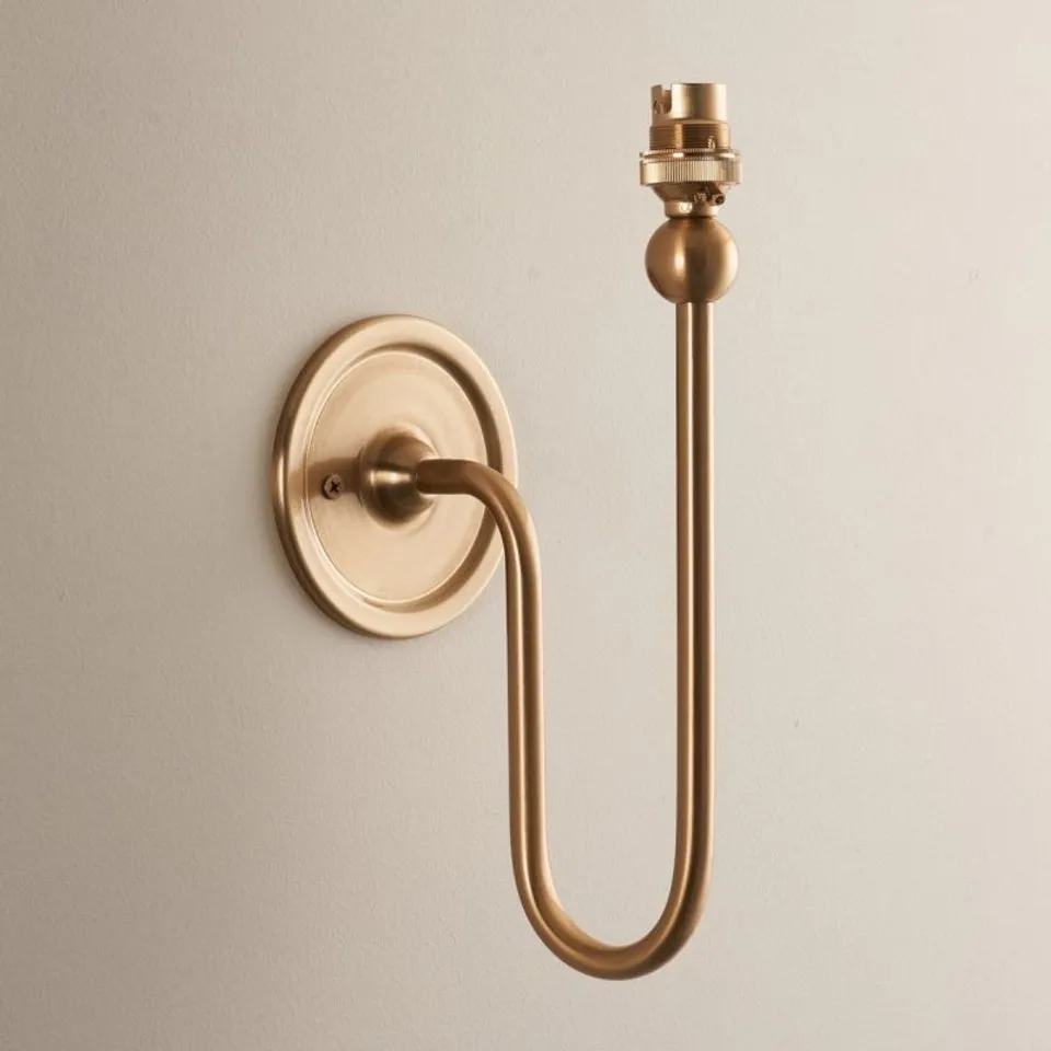 BOXED SANTIAGO WALL LIGHT IN BRUSHED AGED BRASS FINISH WITH 16CM TAPERED SHADE IN PEARL GREY
