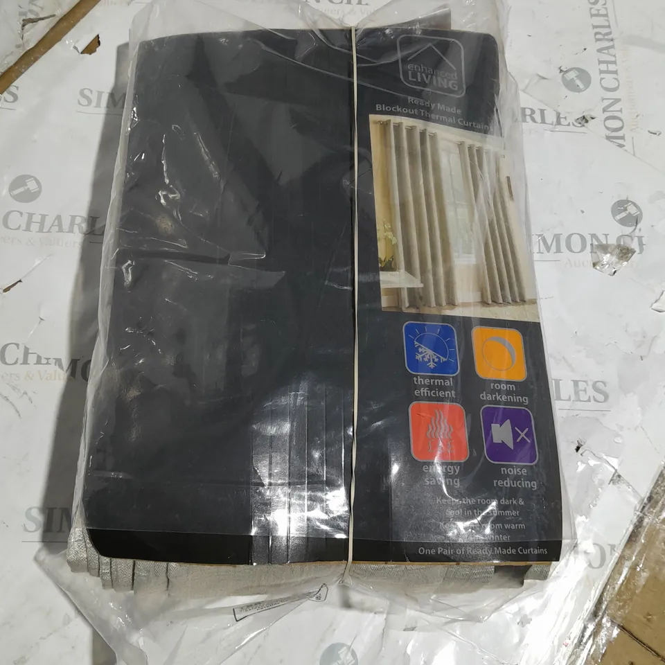 ONE PAIR OF READY MADE THERMAL CURTAINS - EACH CURTAIN 90" X 72"