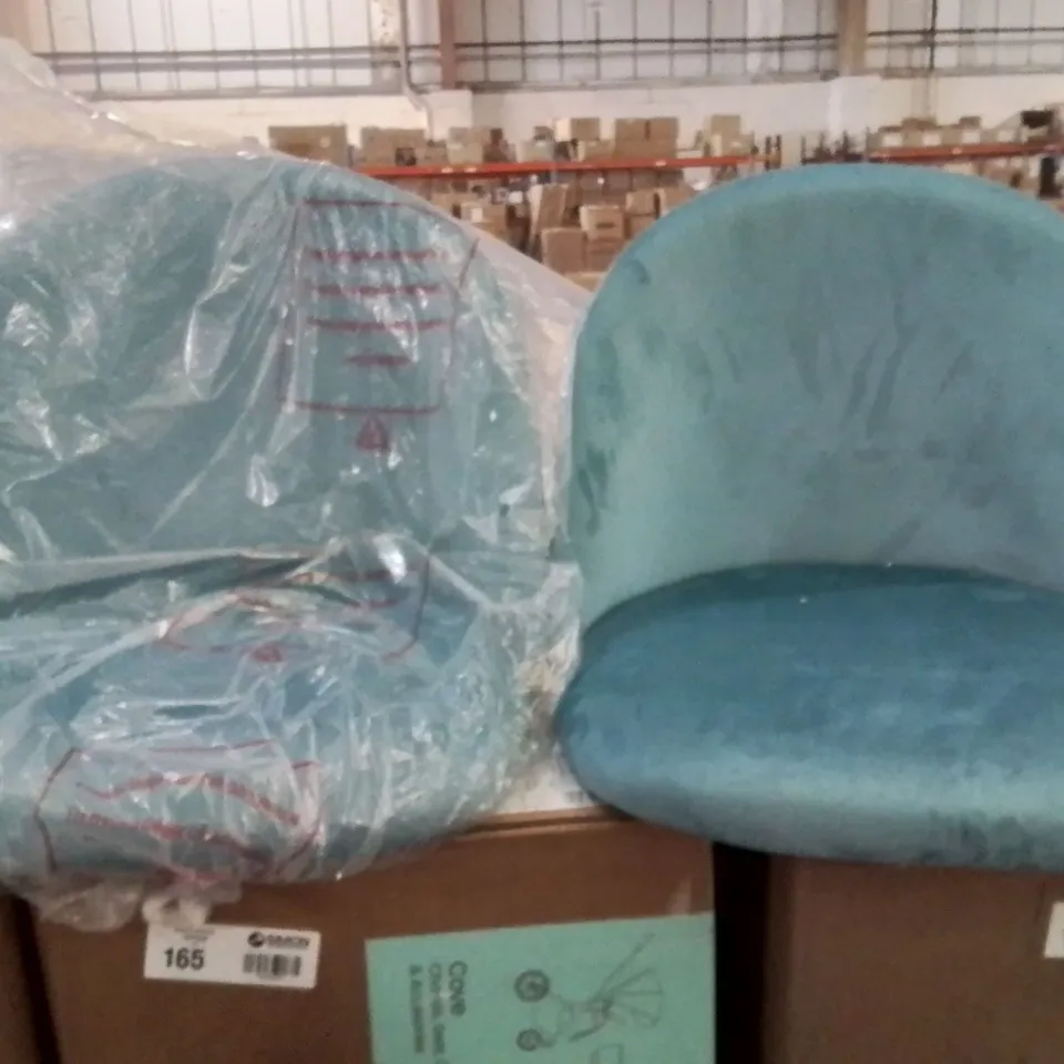 BOXED SET OF 2 SHILOH VELVET DINING CHAIRS LIGHT BLUE