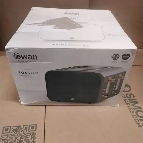 BOXED SWAN NORDIC SLATE GREY 4 SLICE TOASTER ST14620GRYN