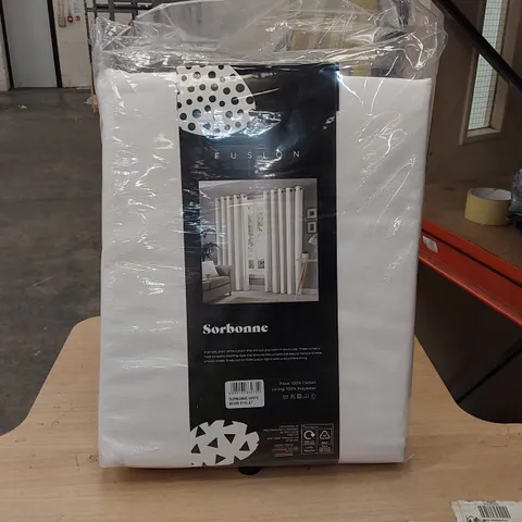 BAGGED 100% COTTON ROOM DARKENING EYELET CURTAINS, WHITE // 90 X 90" (1 ITEM)