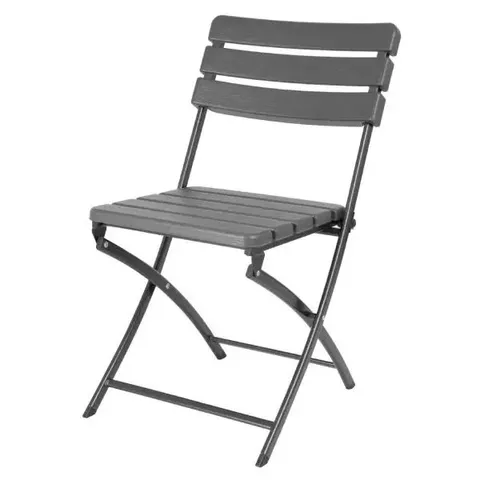 BOXED BOLERO FOLDING CHAIRS GREY WOOD EFFECT (2 PACK) - (1 BOX)