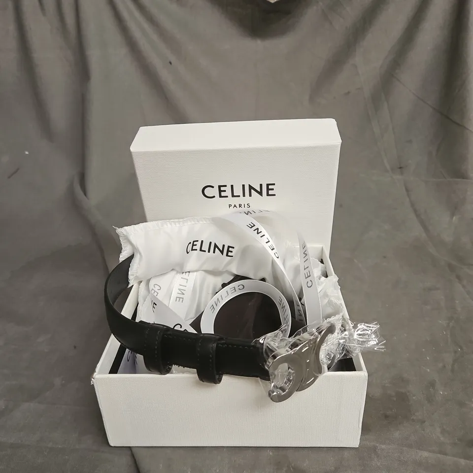 BOXED CELINE PARIS BLACK LEATHER BELT 