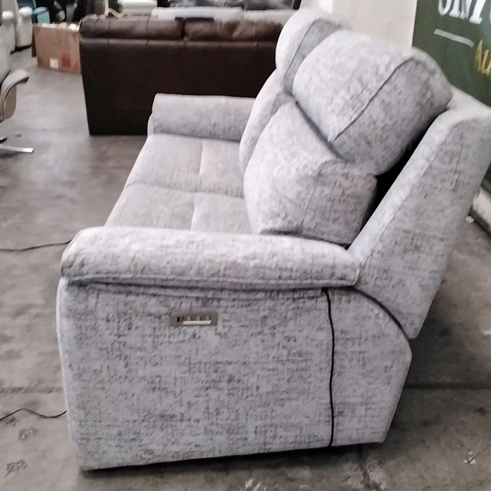 QUALITY BRITISH DESIGNER G PLAN MANUFACTURED ELLIS LARGE SOFA ELECTRIC RECLINER DBL -  ULTIMA SLATE