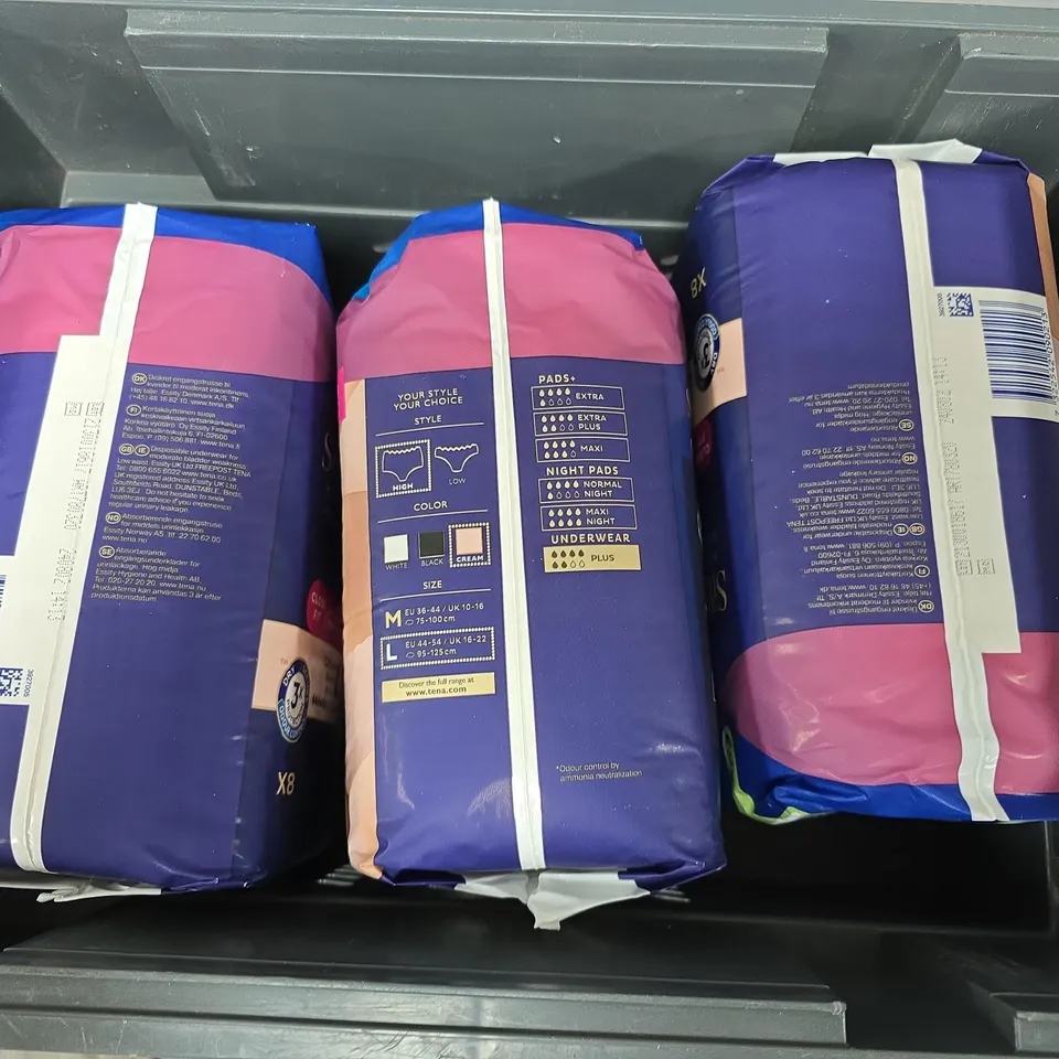 3 PACKS OF TENA SILHOUETTE PLUS HIGH WAIST PANTS CREAM LARGE (1010ML) 8 IN PACK 