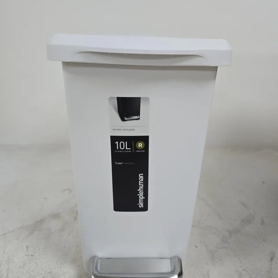 SIMPLEHUMAN 10L PEDAL BIN – WHITE