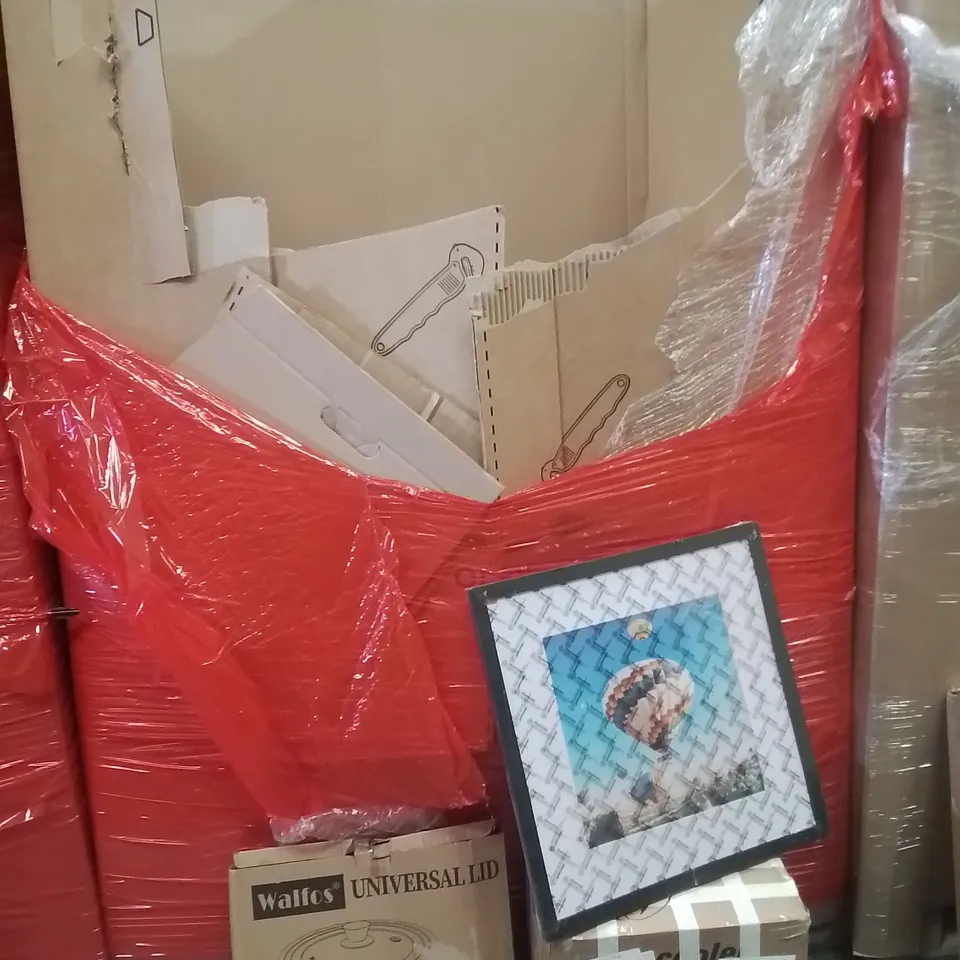 PALLET OF ASSORTED HOUSEHOLD GOODS AND PRODUCTS TO INCLUDE;UNIVERSAL LID,AIR COOLER, CANVAS