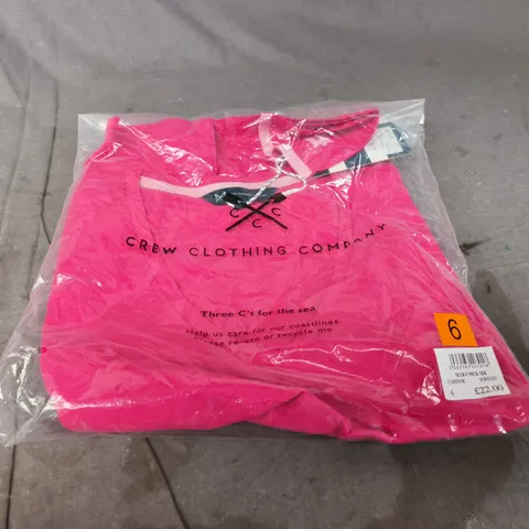 CREW CLOTHING COMPANY SLUB NECK TEE - PINK, UK 6