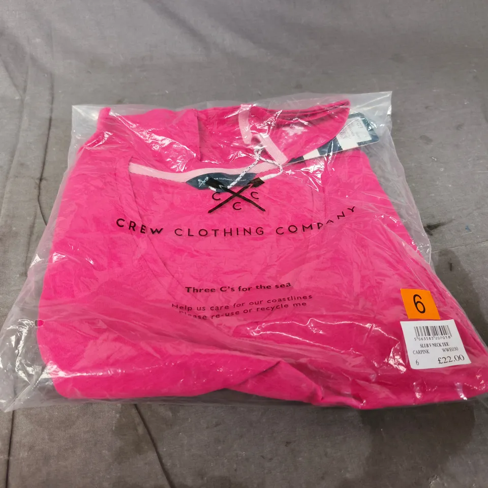 CREW CLOTHING COMPANY SLUB NECK TEE - PINK, UK 6