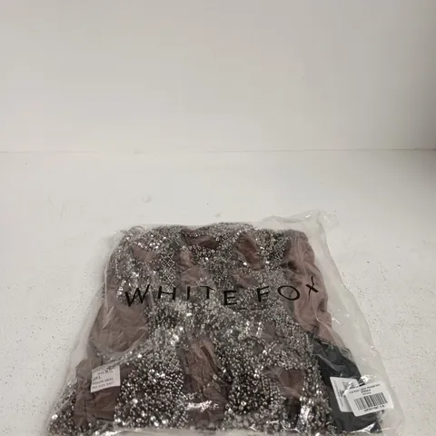 WHITE FOX THE ROSY DROP FRINGE MINI DRESS – MOCHA, SIZE S