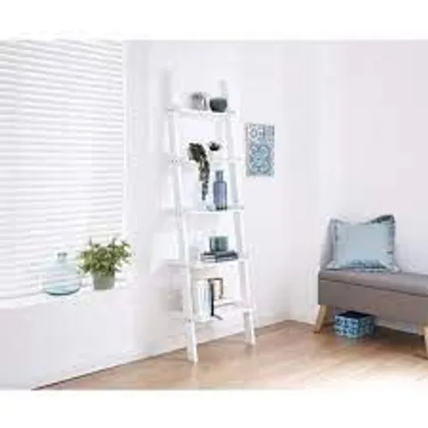 BOXED LADDER STYLE 5 TIER WALL RACK IN WHITE