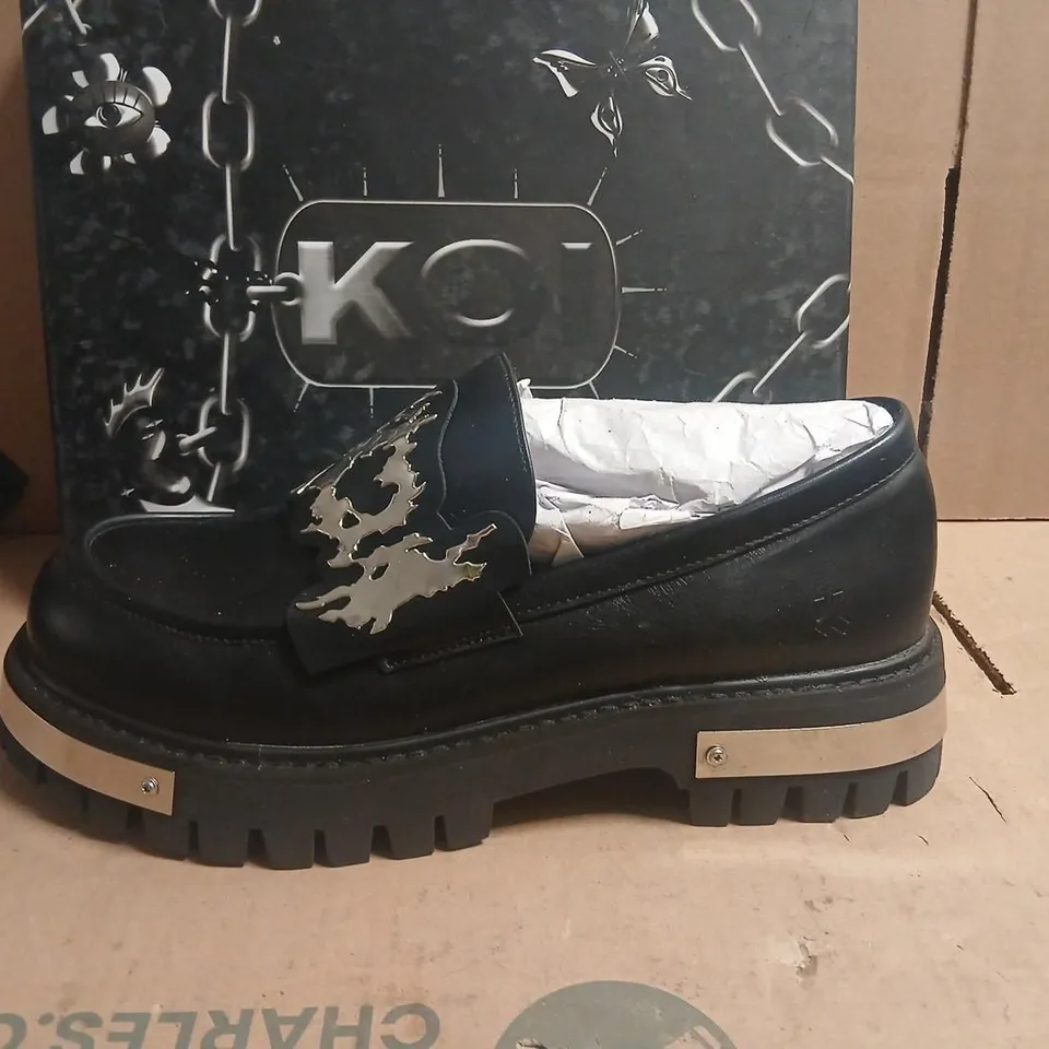 BOXED BRAND NEW KOI MY METAL MENS LOAFERS IN BLACK - UK 8