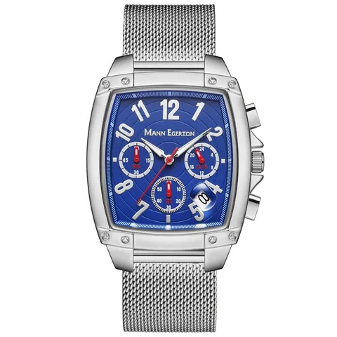 MANN EGERTON LIMITED EDITION HAND ASSEMBLED IMPACT SILVER MESH STRAP WRISTWATCH