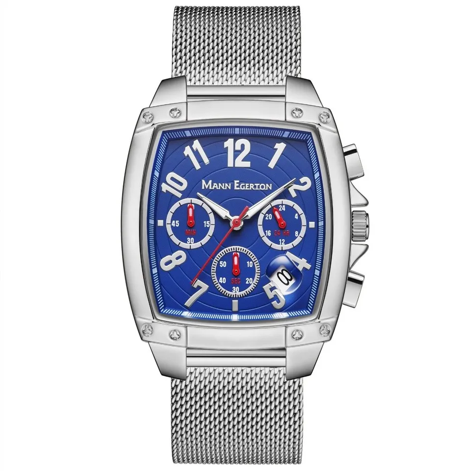 MANN EGERTON LIMITED EDITION HAND ASSEMBLED IMPACT SILVER MESH STRAP WRISTWATCH