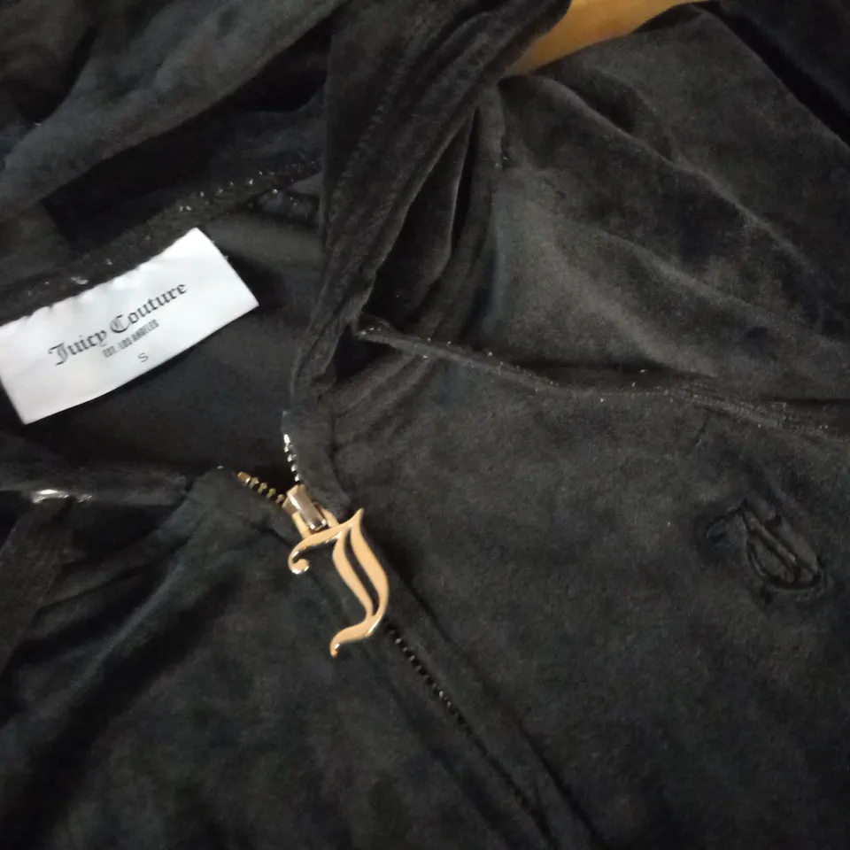 JUICY COUTURE BLACK ZIP THROUGH HOODIE - S