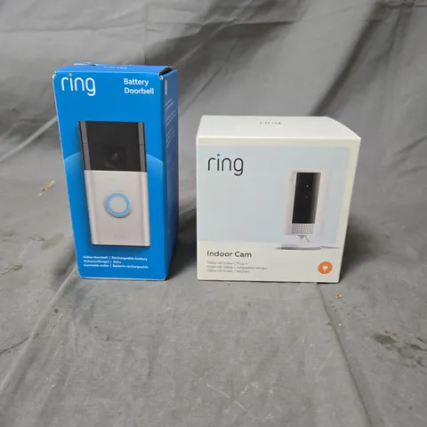 RING Video Doorbell (3rd Gen) Satin Nickel and Indoor Cam White Security Camera