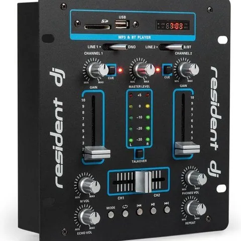 DJ25 DJ MIXER MIXING CONSOLE AMPLIFIER BLUETOOTH USB BLACK/BLUE