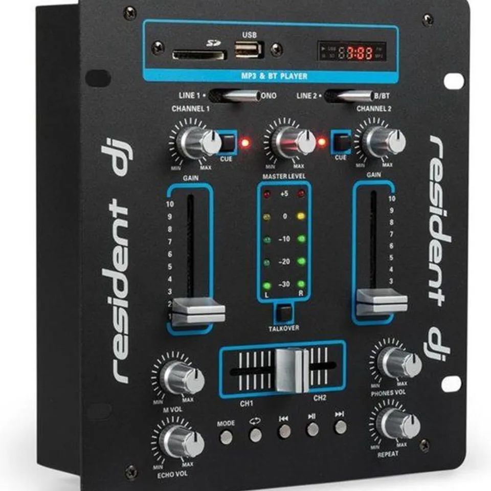 DJ25 DJ MIXER MIXING CONSOLE AMPLIFIER BLUETOOTH USB BLACK/BLUE