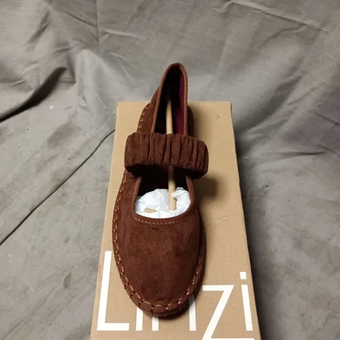 LINZI - BROWN SUEDE WOMEN'S LOAFERS WITH RUCHED STRAP – BOXED - WOMEN'S UK SIZE 5