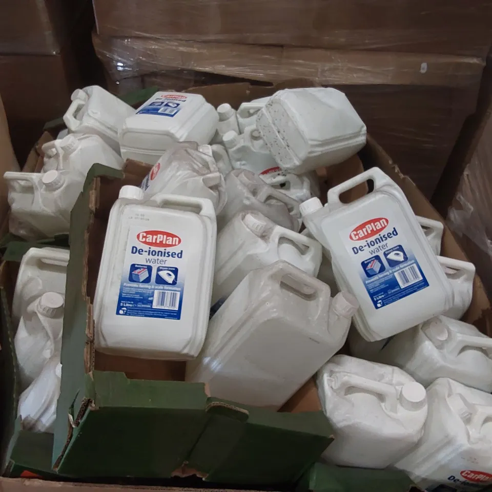PALLET CONTAINING A LARGE QUANTITY OF CARPLAN DE-IONISED WATER 